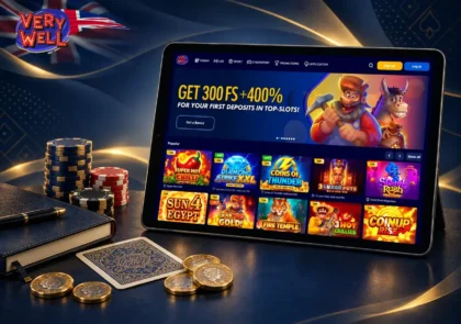 VeryWell Casino lobby with slots, promotions and featured games